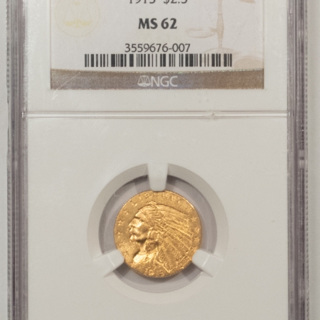 $2.50 1913 $2.50 INDIAN GOLD QUARTER EAGLE – NGC MS-62