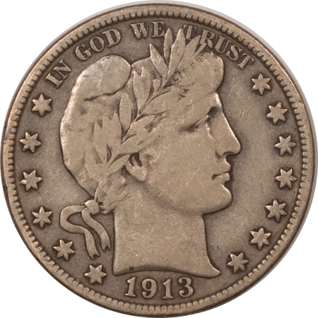 Barber Halves 1913 BARBER HALF DOLLAR – PLEASING CIRCULATED EXAMPLE, FULL LIBERTY, FRESH, ORIG