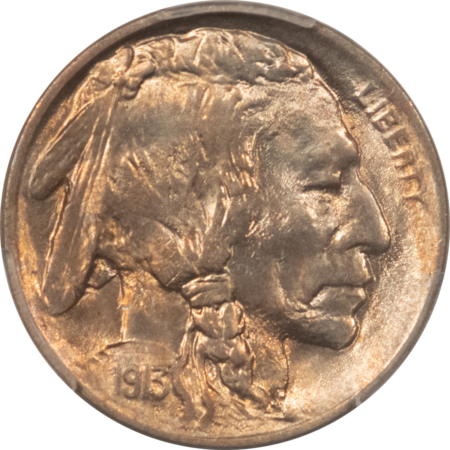 Buffalo Nickels 1913 BUFFALO NICKEL, TY 1 – PCGS MS-65, ATTRACTIVE GEM!