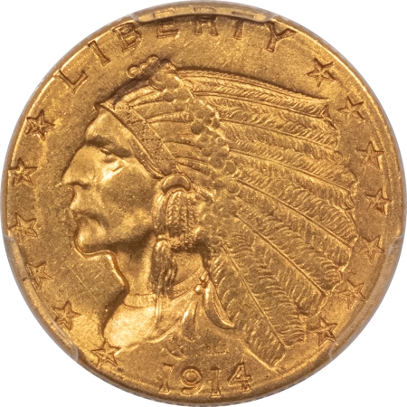 $2.50 1914-D $2.50 INDIAN GOLD QUARTER EAGLE – PCGS MS-62, BETTER DATE!