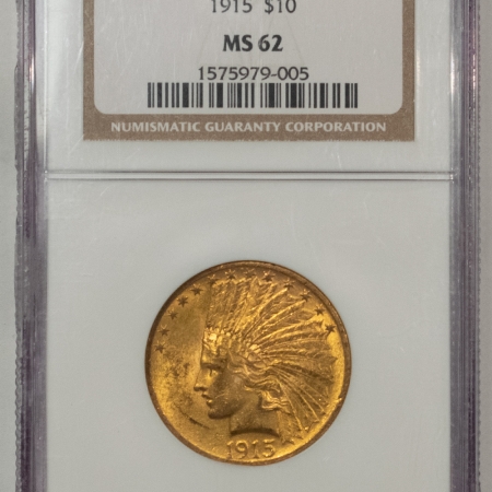 $10 1915 $10 INDIAN GOLD EAGLE – NGC MS-62, ORIGINAL, BETTER DATE!