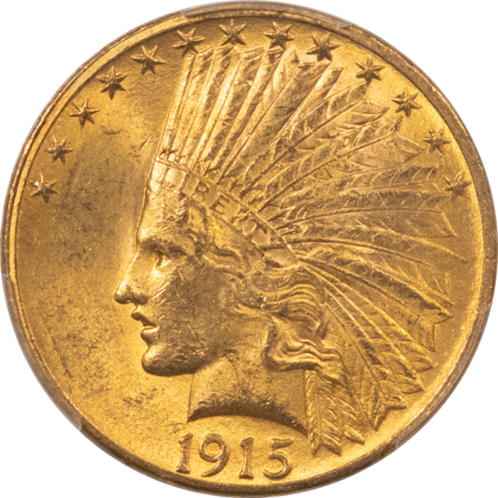 $10 1915 $10 INDIAN GOLD EAGLE – PCGS MS-62, LUSTROUS!