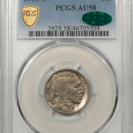 New Store Items 1915-S BUFFALO NICKEL – PCGS AU-58, PREMIUM QUALITY, TOUGH, CAC APPROVED!