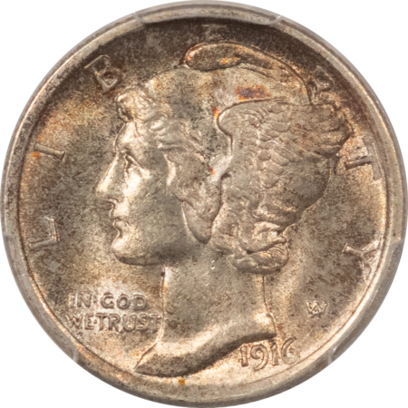 Mercury Dimes 1916 MERCURY DIME – PCGS MS-64 FB, NICE ORIGINAL FIRST-YEAR MERCURY