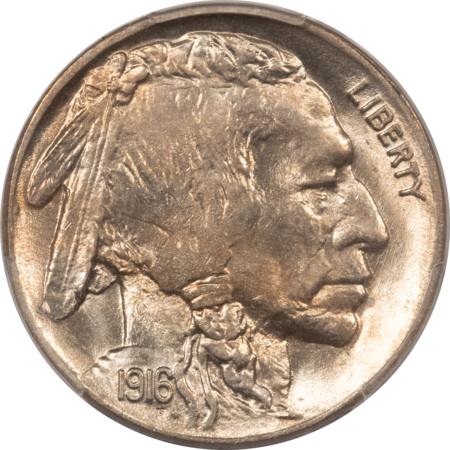 Buffalo Nickels 1916 BUFFALO NICKEL – PCGS MS-64, LOOKS 65! PREMIUM QUALITY!