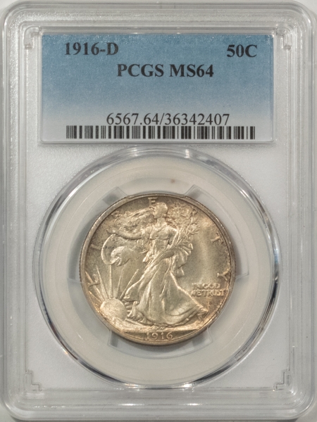 New Certified Coins 1916-D WALKING LIBERTY HALF DOLLAR – PCGS MS-64, FRESH, ORIGINAL, LUSTROUS!