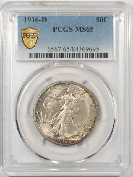 U.S. Certified Coins 1916-D WALKING LIBERTY HALF DOLLAR – PCGS MS-65, ORIGINAL, LUSTROUS GEM AND PQ!