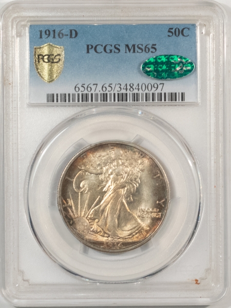 CAC Approved Coins 1916-D WALKING LIBERTY HALF DOLLAR – PCGS MS-65, PRETTY GEM, PQ & CAC APPROVED!