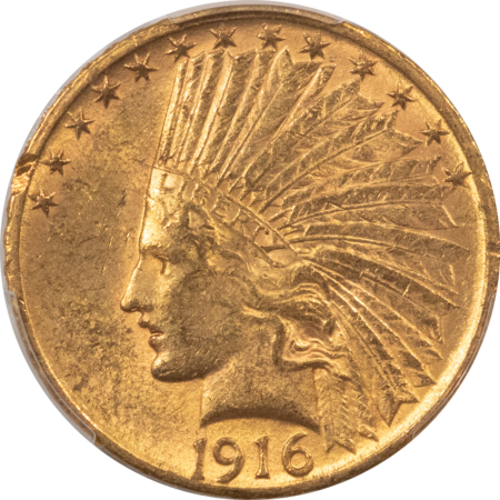 $10 1916-S $10 INDIAN GOLD EAGLE – PCGS AU-58, FAIRMONT COLLECTION! TOUGH DATE!