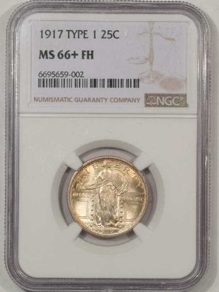 New Certified Coins 1917 STANDING LIBERTY QUARTER, TYPE I – NGC-66+ FH, GEM BLAZER!