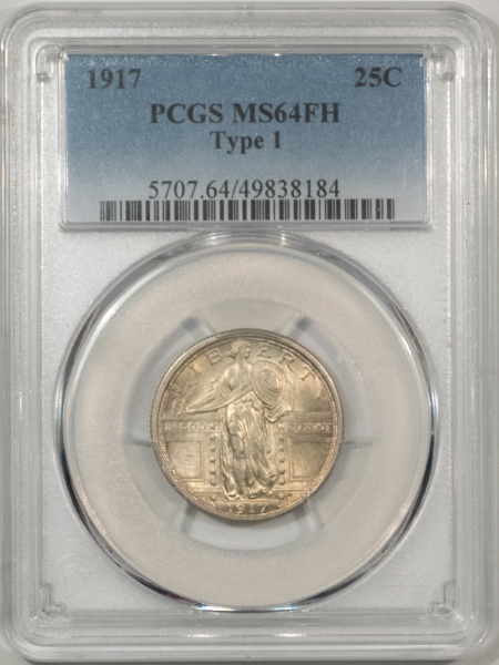 New Certified Coins 1917 STANDING LIBERTY QUARTER TYPE 1 – PCGS MS-64 FH ORIGINAL SATINY & NEAR GEM!