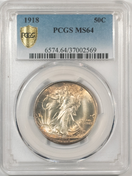 New Certified Coins 1918 WALKING LIBERTY HALF DOLLAR – PCGS MS-64, PRETTY & LUSTROUS!