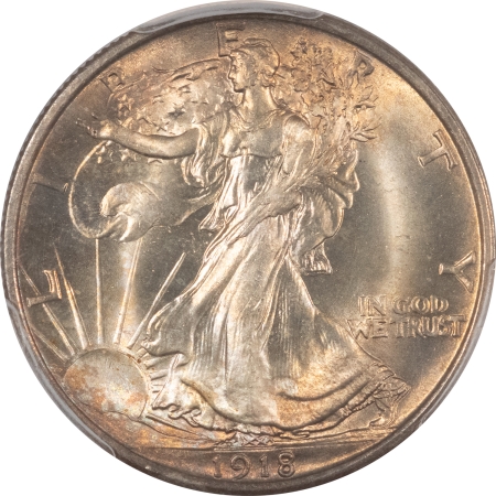 New Certified Coins 1918 WALKING LIBERTY HALF DOLLAR – PCGS MS-64, PRETTY & LUSTROUS!