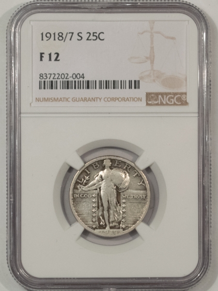 New Certified Coins 1918/7-S STANDING LIBERTY QUARTER – NGC F-12, REALLY SCARCE KEY, STRONG DATE!