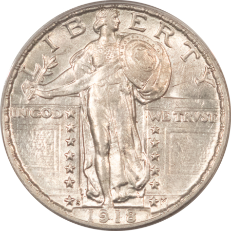 New Certified Coins 1918-S STANDING LIBERTY QUARTER – ANACS AU-55 FH, WHITE & NEARLY UNC! TOUGH!