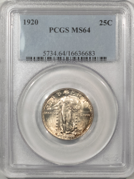 New Certified Coins 1920 STANDING LIBERTY QUARTER – PCGS MS-64, BLAZING LUSTER, PREMIUM QUALITY+!