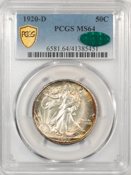 CAC Approved Coins 1920-D WALKING LIBERTY HALF DOLLAR – PCGS MS-64 STUNNING! WOW! PQ+ CAC APPROVED!