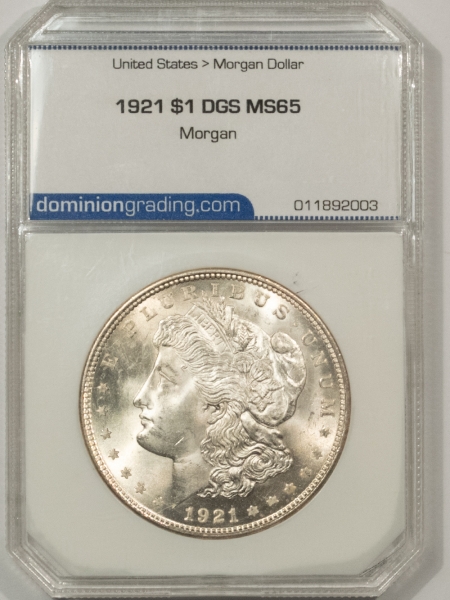 Morgan Dollars 1921 $1 MORGAN DOLLAR – DGS A REAL BLAST WHITE GEM!