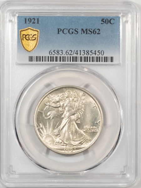 New Certified Coins 1921 WALKING LIBERTY HALF DOLLAR – PCGS MS-62, BLAST WHITE & KEY-DATE!