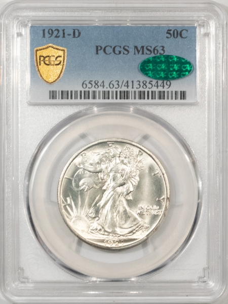 CAC Approved Coins 1921-D WALKING LIBERTY HALF DOLLAR – PCGS MS-63, BLAST WHITE, PQ, KEY-DATE, CAC!