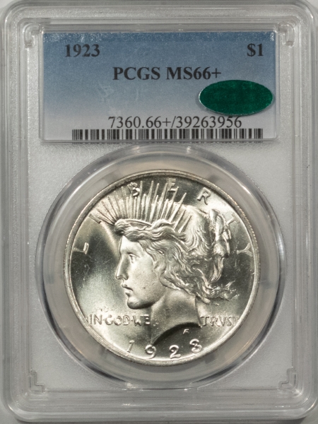 CAC Approved Coins 1923 $1 PEACE DOLLAR – PCGS MS-66+ SUPERB BLINDING LUSTER, PREMIUM QUALITY, CAC!