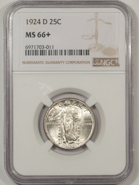 New Certified Coins 1924-D STANDING LIBERTY QUARTER – NGC MS-66+, A SUPERB BLAZER!