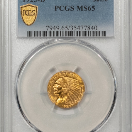 $2.50 1925-D $2.50 INDIAN GOLD QUARTER EAGLE – PCGS MS-65, BLAZING LUSTROUS GEM!