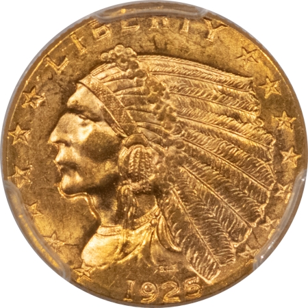 $2.50 1925-D $2.50 INDIAN GOLD QUARTER EAGLE – PCGS MS-65, BLAZING LUSTROUS GEM!