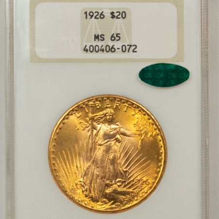 $20 1926 $20 ST GAUDENS GOLD DOUBLE EAGLE – NGC MS-65, FATTY, PQ++ & CAC APPROVED!