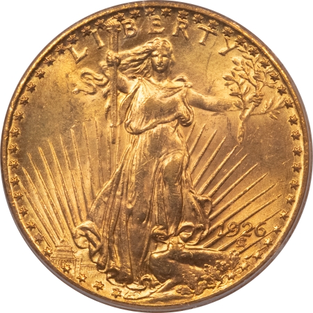 $20 1926 $20 ST GAUDENS GOLD DOUBLE EAGLE – PCGS MS-64, LUSTROUS & PREMIUM QUALITY!