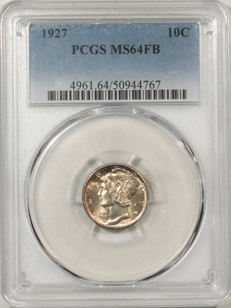 Mercury Dimes 1927 MERCURY DIME – PCGS MS-64 FB, ORIGINAL AND VERY ATTRACTIVE!