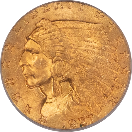 $2.50 1927 $2.50 INDIAN GOLD QUARTER EAGLE – PCGS MS-63, LUSTROUS, OGH, PQ & CAC!