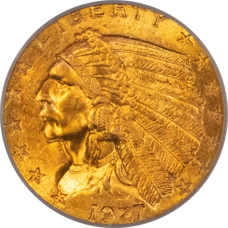 $2.50 1927 $2.50 INDIAN GOLD QUARTER EAGLE – PCGS MS-64, OLD GREEN HOLDER AND PQ!