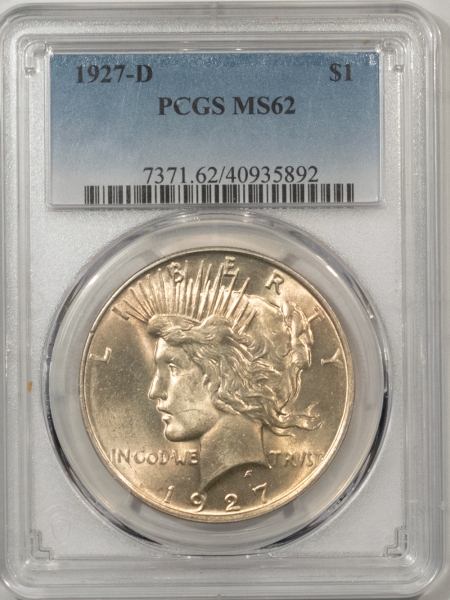 New Certified Coins 1927-D $1 PEACE DOLLAR – PCGS MS-62, FLASHY!