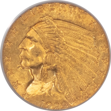 $2.50 1929 $2.50 INDIAN GOLD QUARTER EAGLE – PCGS MS-63, OLD GREEN HOLDER, PQ!