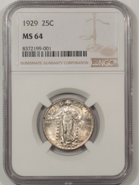 New Certified Coins 1929 STANDING LIBERTY QUARTER – NGC MS-64, FRESH & ORIGINAL