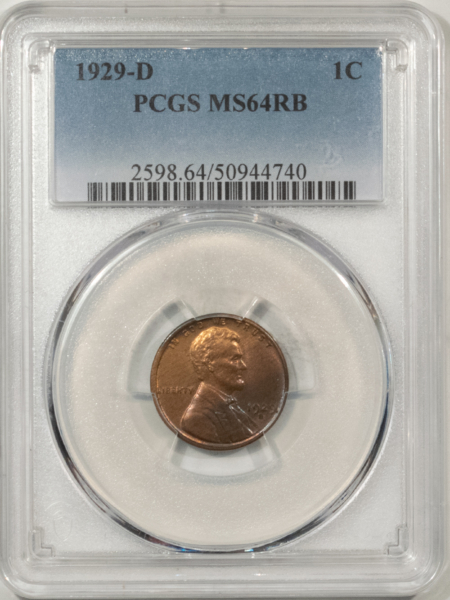 Lincoln Cents (Wheat) 1929-D LINCOLN CENT – PCGS MS-64 RB