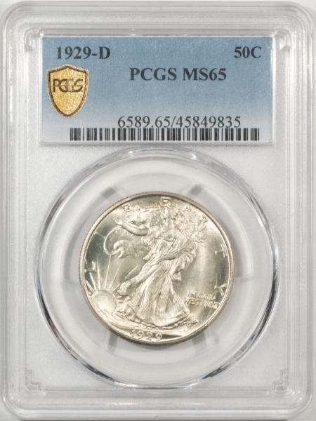 New Certified Coins 1929-D WALKING LIBERTY HALF DOLLAR – PCGS MS-65, FRESH LUSTROUS GEM! PQ!