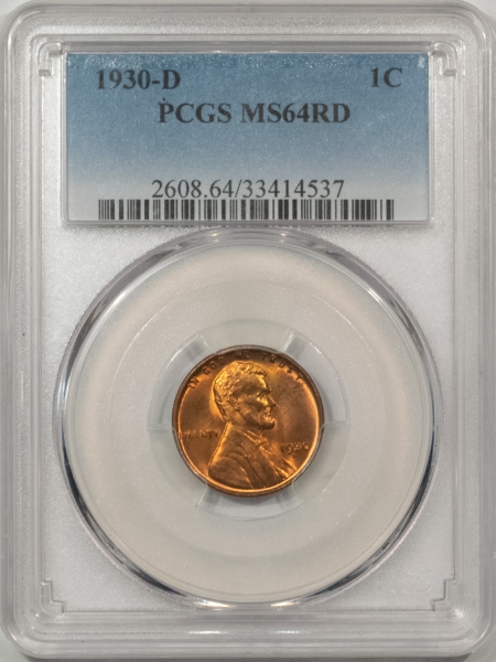 Lincoln Cents (Wheat) 1930-D LINCOLN CENT – PCGS MS-64 RD