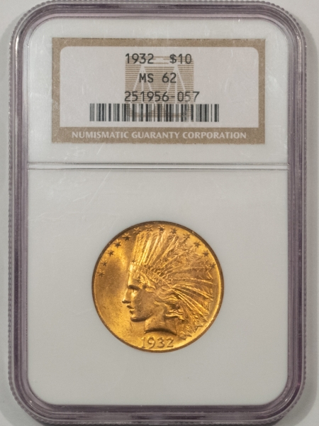 $10 1932 $10 INDIAN GOLD EAGLE – NGC MS-62