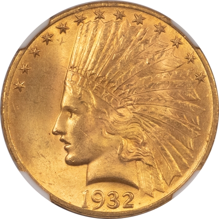 $10 1932 $10 INDIAN GOLD EAGLE – NGC MS-64, FRESH & LUSTROUS!