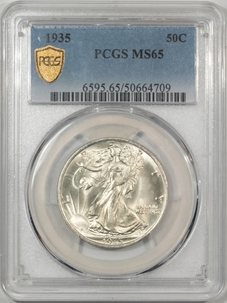 New Certified Coins 1935 WALKING LIBERTY HALF DOLLAR – PCGS MS-65, BLAST WHITE!