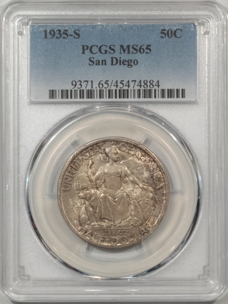 New Certified Coins 1935-S SAN DIEGO COMMEMORATIVE HALF DOLLAR – PCGS MS-65, FRESH GEM!