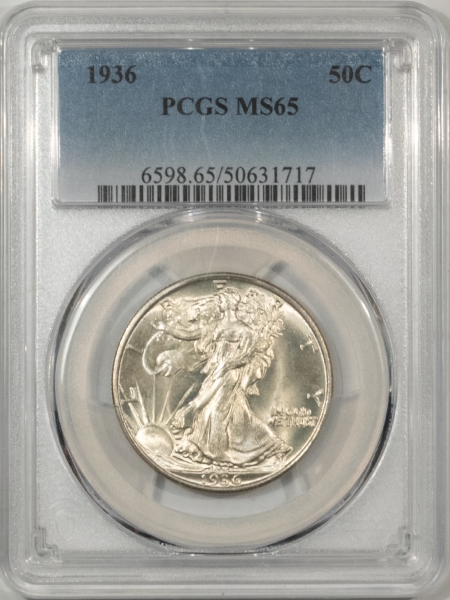 New Certified Coins 1936 WALKING LIBERTY HALF DOLLAR – PCGS MS-65, FRESH WHITE GEM!