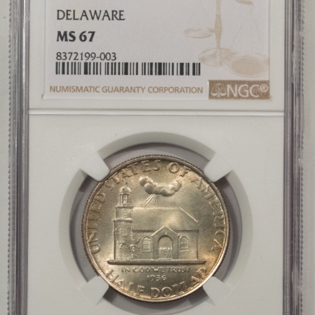 New Certified Coins 1936 DELAWARE COMMEMORATIVE HALF DOLLAR – NGC MS-67, SUPERB GEM!