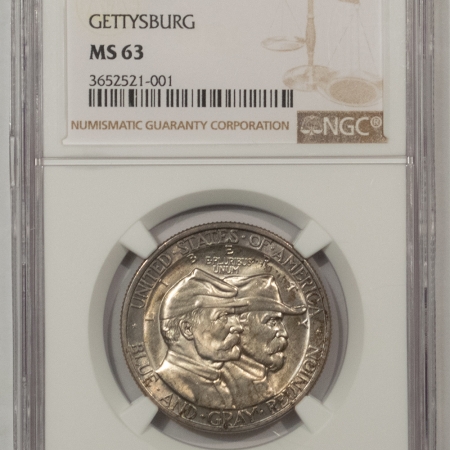 New Certified Coins 1936 GETTYSBURG COMMEMORATIVE HALF DOLLAR – NGC MS-63, CHOICE!