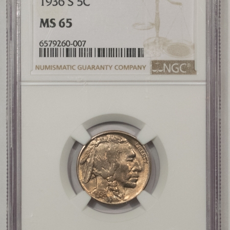 New Store Items 1936-S BUFFALO NICKEL – NGC MS-65, GEM!