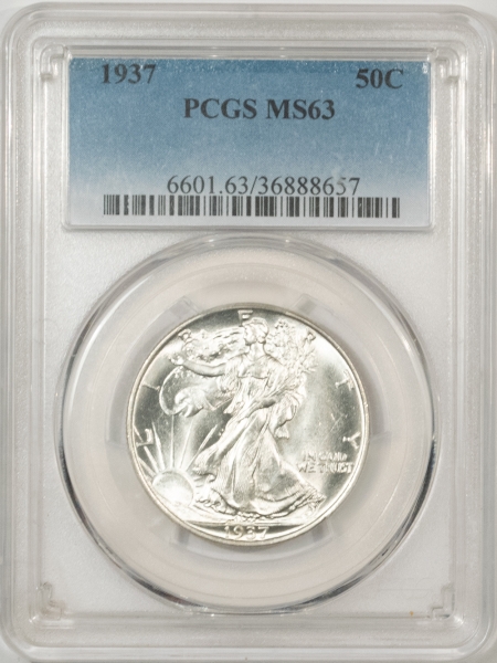 New Certified Coins 1937 WALKING LIBERTY HALF DOLLAR – PCGS MS-63, BLAST WHITE!