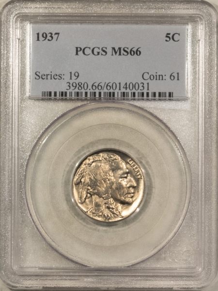 Buffalo Nickels 1937 BUFFALO NICKEL – PCGS MS-66, PREMIUM QUALITY!