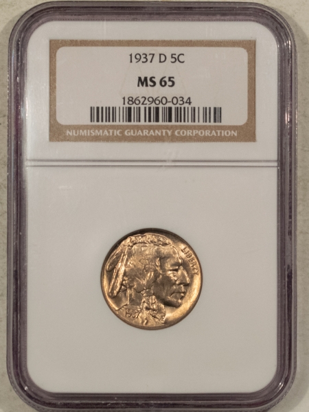 Buffalo Nickels 1937-D BUFFALO NICKEL – NGC MS-65